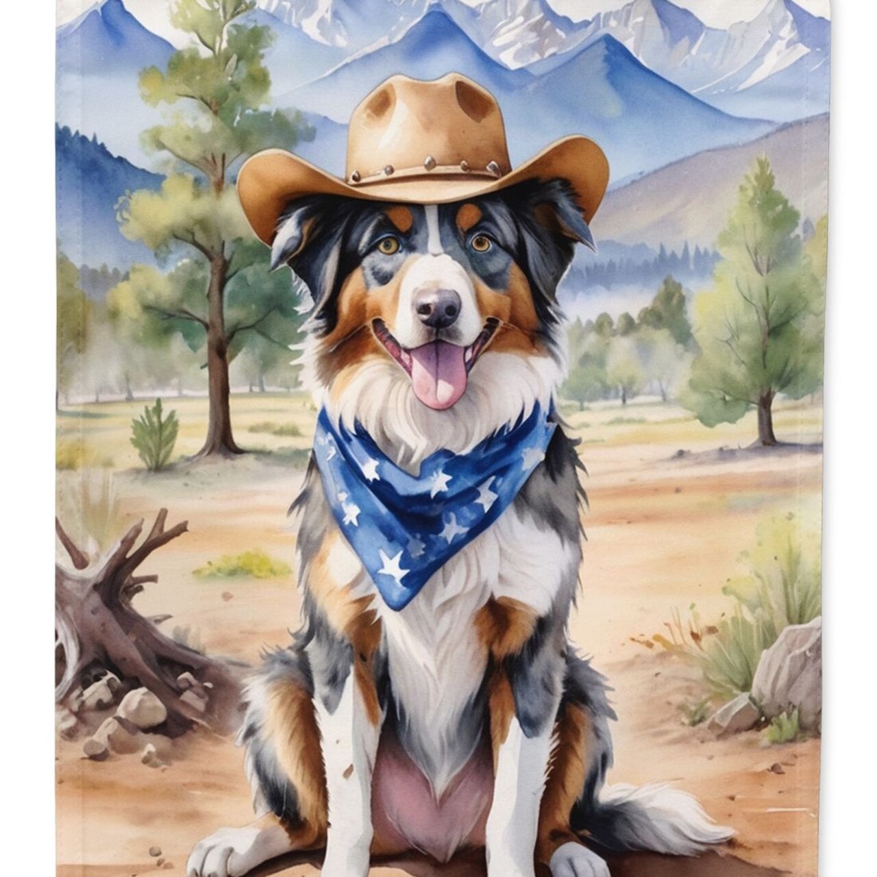 Edge Collections - 11.25" X 15.50" - Multicolor - Australian Shepherd Cowboy Welcome Decorative - 1 Piece